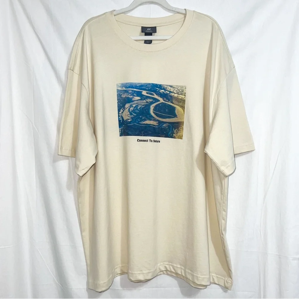 H&M Mens “Connect To Nature” Loose Fit T-Shirt, Size XXL - Picture 10 of 10